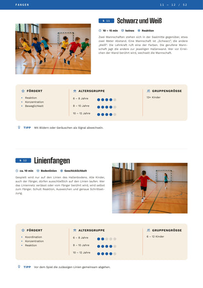 Spiele, Beispielseite mit zwei Übungen